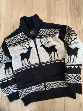 NWT Lost Horizons "Woodland Stag" Hand-Knit Wool Cardigan Sweater XS